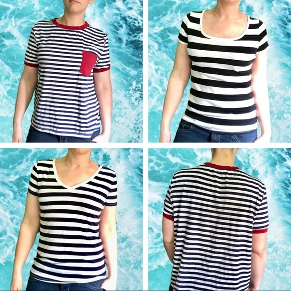 Merona + Shein Emo Stripe T-Shirt Trio, Size M - Picture 1 of 11